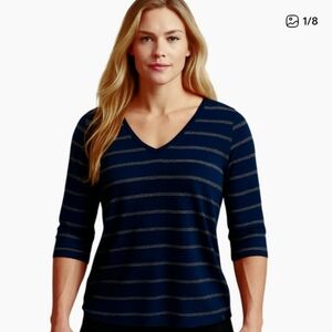 Tommy Hillfiger Stripped Navey Blue With Silver Stripped Sweatet Size XL